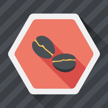 kahve çekirdeği uzun gölge, eps10 düz simgesiyle