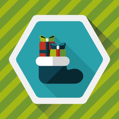 calcetín de Navidad icono plana con sombra, eps10