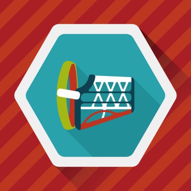 Evde beslenen hayvan köpek ağız kapak düz simgesiyle uzun gölge, eps10