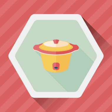 Uzun Gölge, eps10 ile mutfak eşyaları elektrik pot düz simgesi