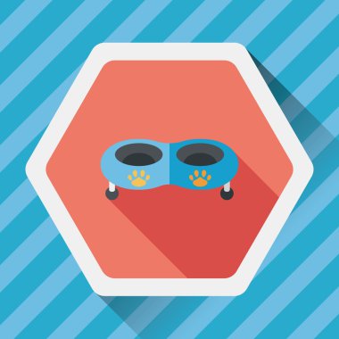 Uzun Gölge, eps10 ile evde beslenen hayvan köpek kase düz simgesi