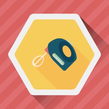 Uzun Gölge, eps10 ile mutfak eşyaları elektronik çırpıcı düz simgesi