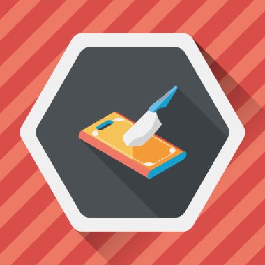 uzun gölge ile yönetim kurulu ve bıçak düz simgesi doğrama mutfak eşyaları,