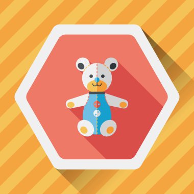 oyuncak ayı uzun gölge düz simgesi