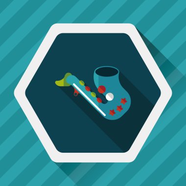 Saksafon düz simgesi ile uzun gölge, eps10