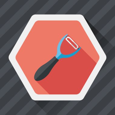 Uzun Gölge, eps10 ile mutfak eşyaları Soyucu düz simgesi