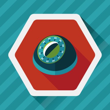 Uzun Gölge, eps10 ile mutfak eşyaları Zamanlayıcı düz simgesi