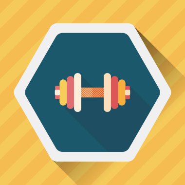 Dumbbell düz simgesi ile uzun gölge, eps10