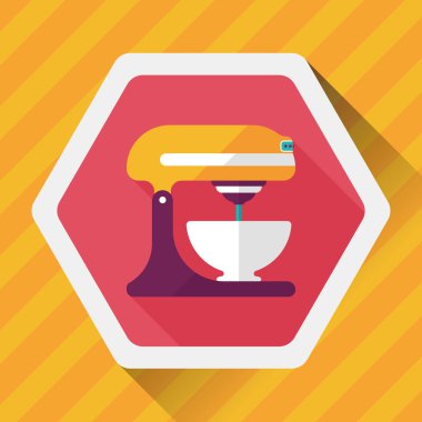 Uzun Gölge, eps10 ile mutfak eşyaları elektronik çırpıcı düz simgesi