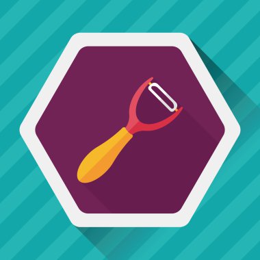 Uzun Gölge, eps10 ile mutfak eşyaları Soyucu düz simgesi