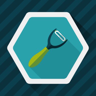 Uzun Gölge, eps10 ile mutfak eşyaları Soyucu düz simgesi