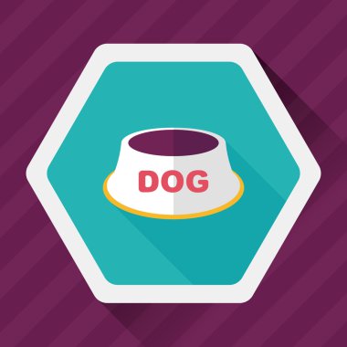 Uzun Gölge, eps10 ile evde beslenen hayvan köpek kase düz simgesi