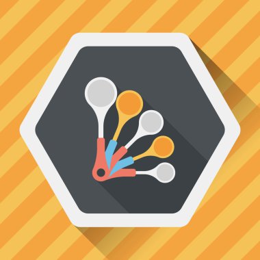 Uzun Gölge, eps10 ile mutfak eşyaları kaşık düz simgesi