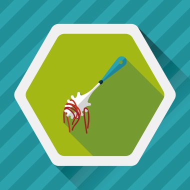 Uzun Gölge, eps10 ile mutfak eşyaları spagetti kaşığı düz simgesi