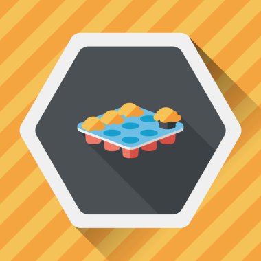 pişirme plaka düz simgesi ile uzun gölge, eps10 mutfak eşyaları