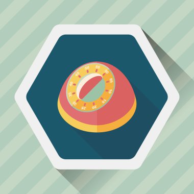 Uzun Gölge, eps10 ile mutfak eşyaları Zamanlayıcı düz simgesi