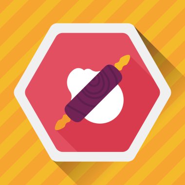 Uzun Gölge, eps10 ile mutfak eşyaları oklava düz simgesi