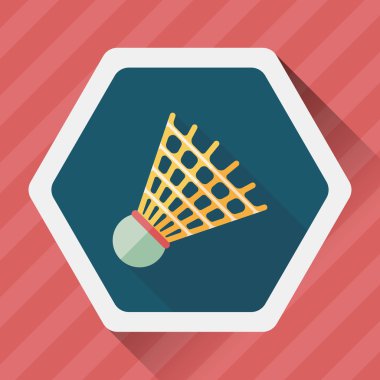 Badminton topu uzun gölge, eps10 düz simgesiyle