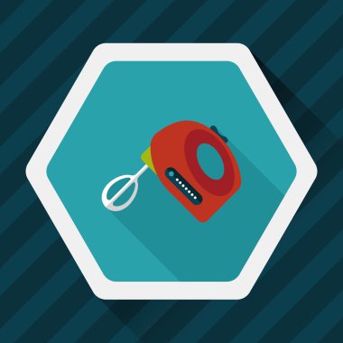 Uzun Gölge, eps10 ile mutfak eşyaları elektronik çırpıcı düz simgesi