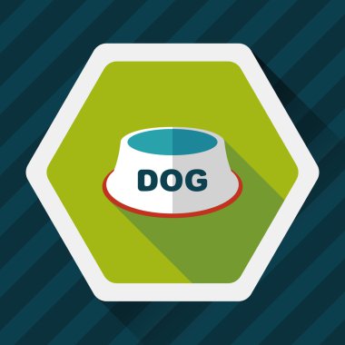 Uzun Gölge, eps10 ile evde beslenen hayvan köpek kase düz simgesi