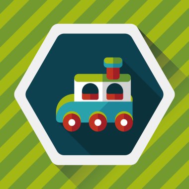 Tren oyuncak uzun gölge, eps 10 düz simgesiyle