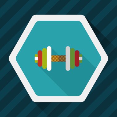 Dumbbell düz simgesi ile uzun gölge, eps10