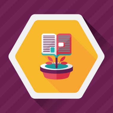 kitap ağacı düz simgesi ile uzun gölge, eps10