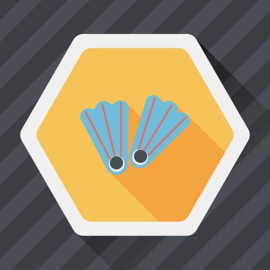 yüzgeçler uzun gölge ile dalış düz simgesi