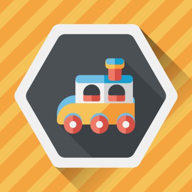 Tren oyuncak uzun gölge, eps 10 düz simgesiyle