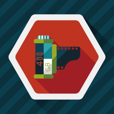 kamera film, uzun gölge ile düz simgesi