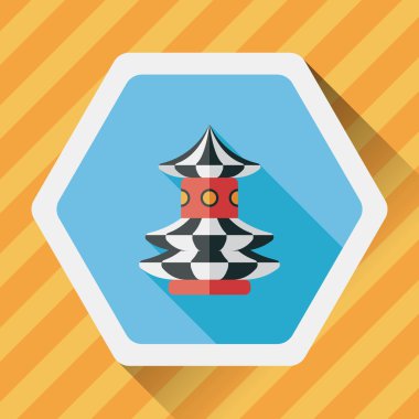 salıncak koltuk heyecan verici eğlence ride, uzun gölge ile düz simgesi