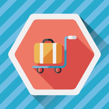 Vintage seyahat bavul, uzun gölge ile düz simgesi