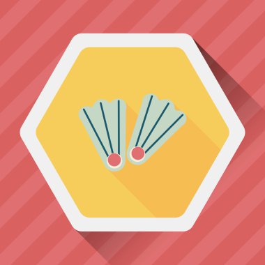 yüzgeçler uzun gölge ile dalış düz simgesi