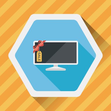 Satılık tv düz simgesi uzun gölge, eps10 ile alışveriş