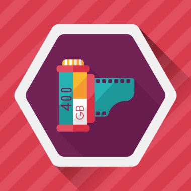 kamera film, uzun gölge ile düz simgesi