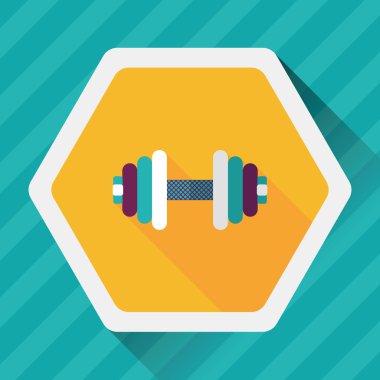 Dumbbell düz simgesi ile uzun gölge, eps10