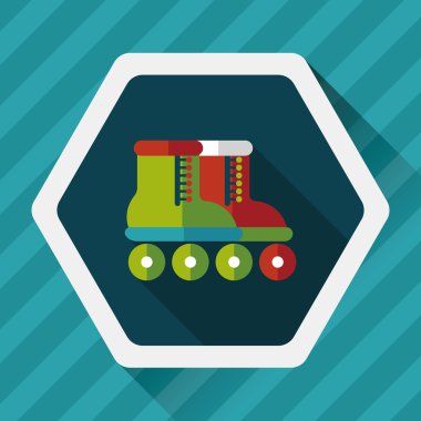 uzun gölge ile paten düz simgesi