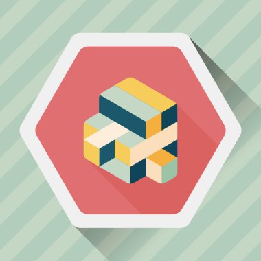 oyuncak küp düz simgesi ile uzun gölge, eps10