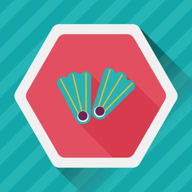 yüzgeçler uzun gölge ile dalış düz simgesi