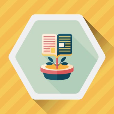 kitap ağacı düz simgesi ile uzun gölge, eps10