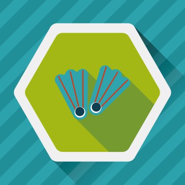 yüzgeçler uzun gölge ile dalış düz simgesi