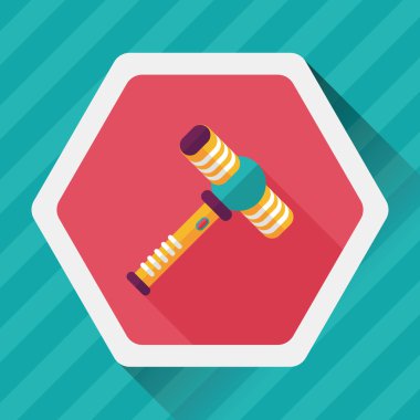 oyuncak çekiç düz simgesi ile uzun gölge, eps10