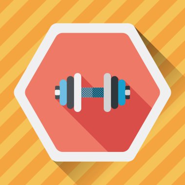 Dumbbell düz simgesi ile uzun gölge, eps10