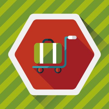 Vintage seyahat bavul, uzun gölge ile düz simgesi