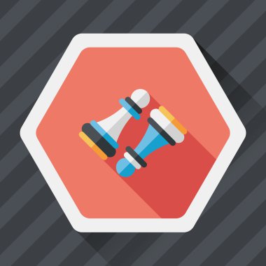 ahşap piyon satranç simgesi ile uzun gölge, eps10 daire