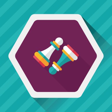 ahşap piyon satranç simgesi ile uzun gölge, eps10 daire