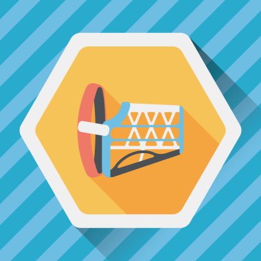 Evde beslenen hayvan köpek ağız kapak düz simgesiyle uzun gölge, eps10