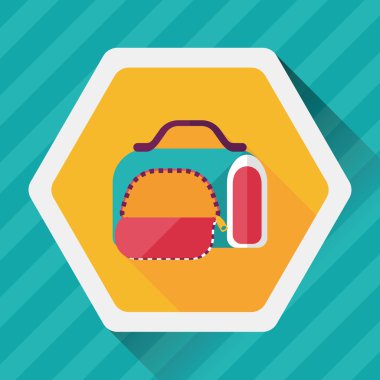 Evde beslenen hayvan köpek seyahat kafes düz simgesiyle uzun gölge, eps10