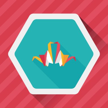 Sevgililer sevgilisi kağıt kuş düz simgesi ile uzun gölge, eps1