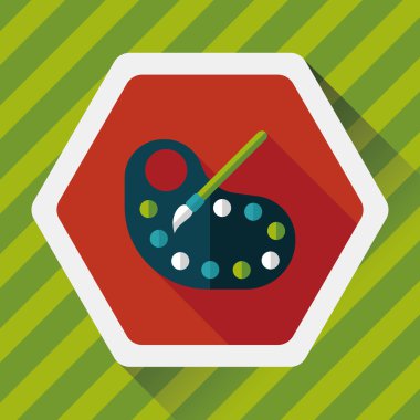 Resim paleti uzun gölge, eps 10 ile boya fırçası düz simgesi ile